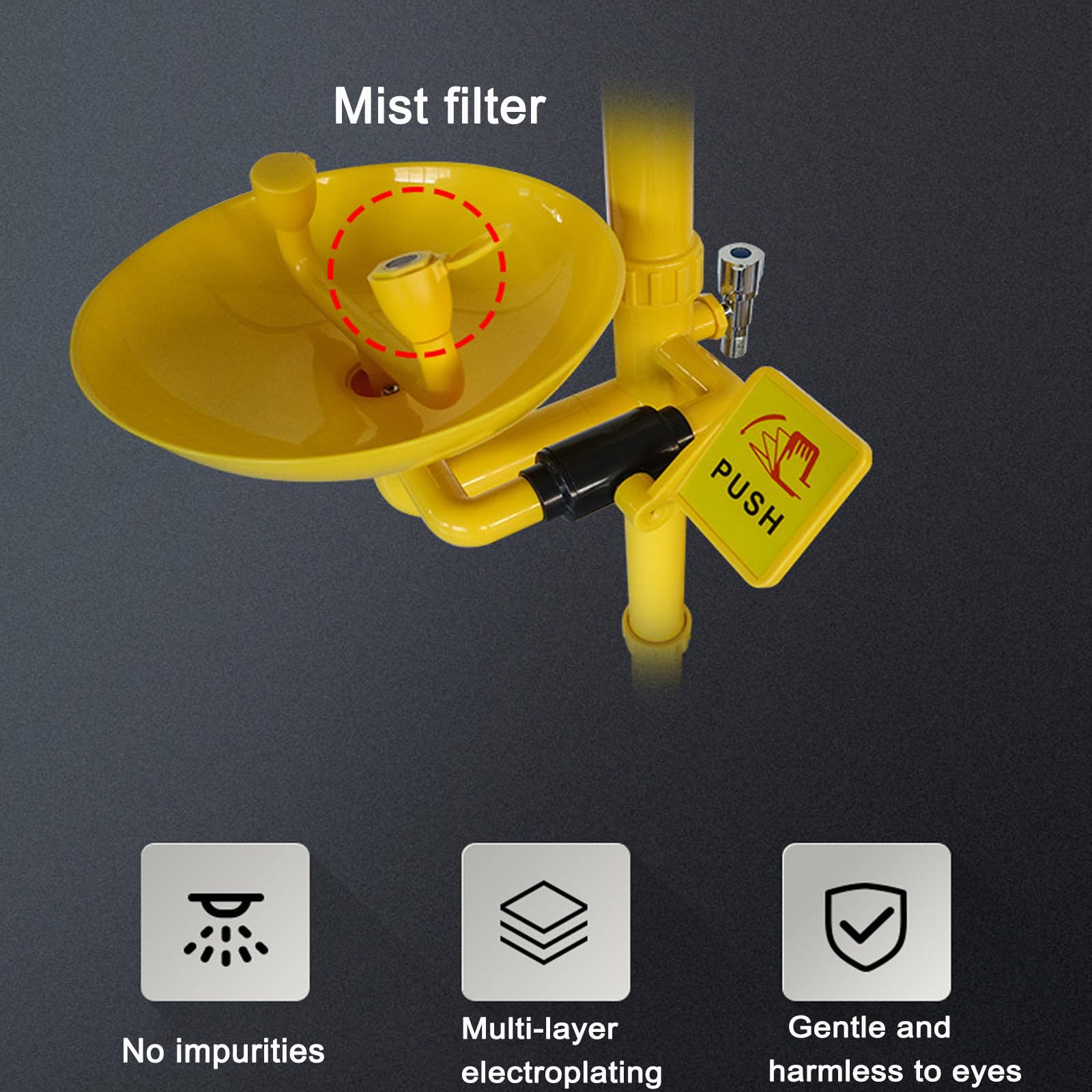 Kit Combinado de Ducha y lavaojos de Emergencia, estación de Acero Inoxidable 304 de Alto caudal con Lavabo de ABS, Ideal para fábricas y Laboratorios.
