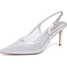 NEWBELLA Womens Mesh Slingback Kitten Heels Pointed Toe Pumps Comfortable Dress Shoes for Office Party