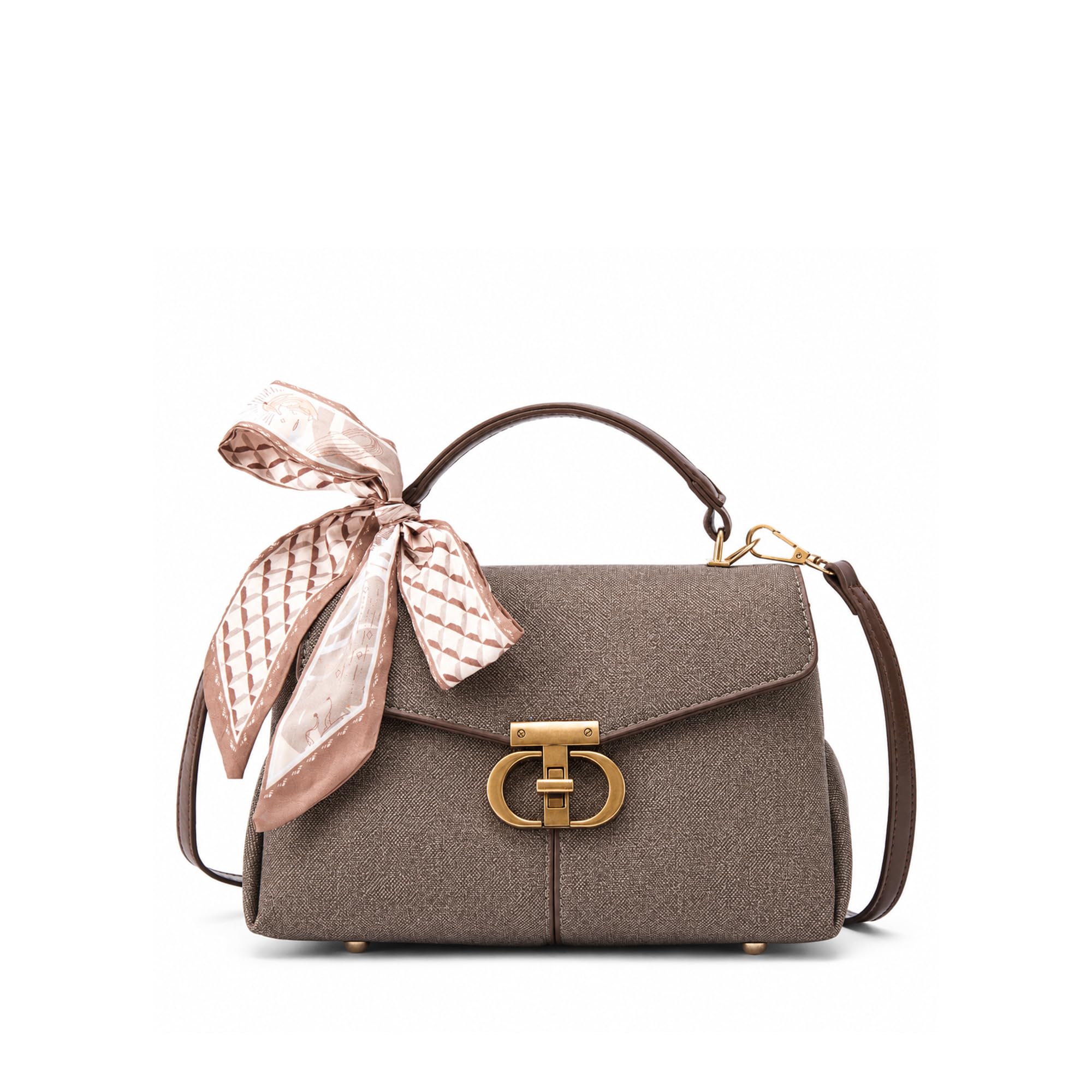 Ella Signature Taupe Satchel Bag-image-2