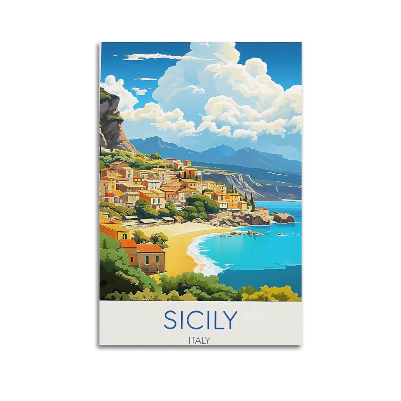 EZMLFA 5D Diamond Art Kits for Beginner,Sicily Italy Kits for Adults and Kids, Full Drill Round Rhinestone Paint with Diamonds,DIY 5D Diamond Art 40x50cm