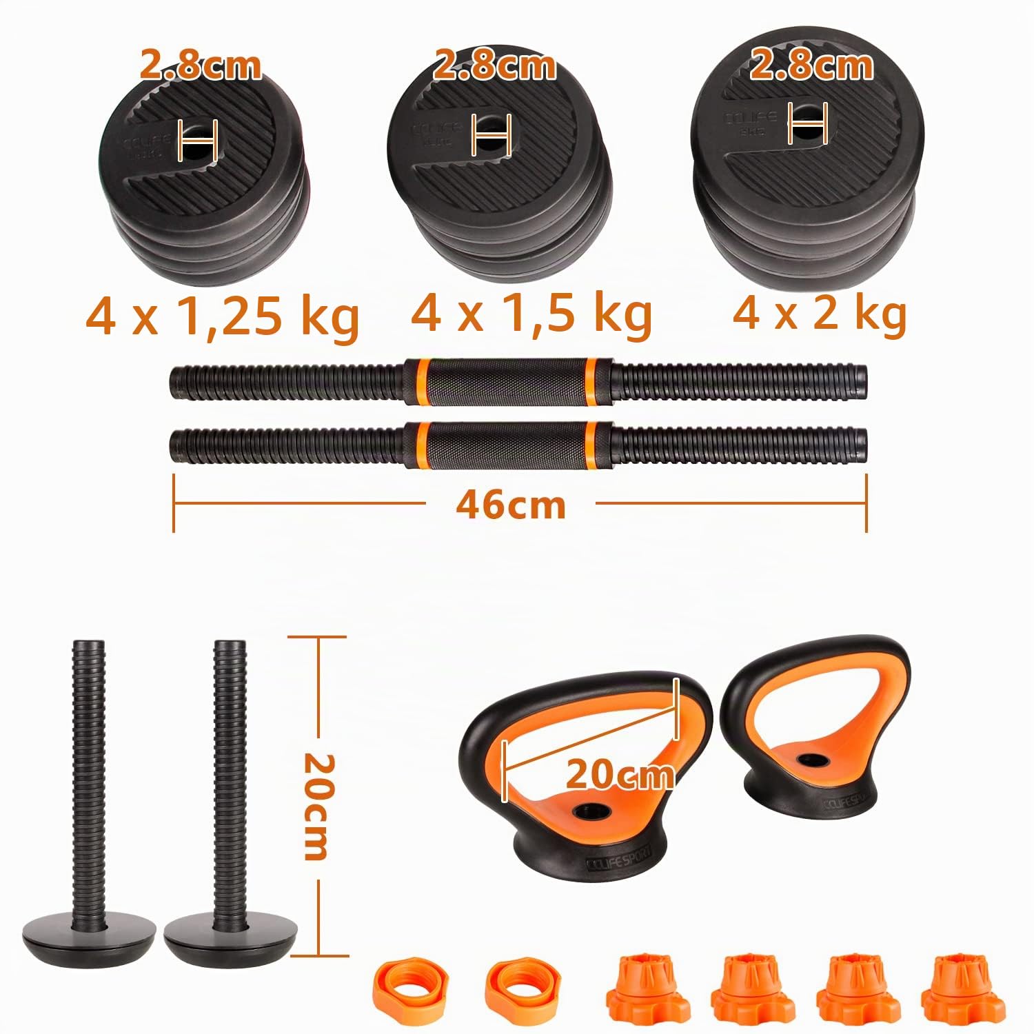 CCLIFE 6in1 Manubri Palestra Pesi Plestra Manubri Regolabili Set Pesi Palestra 20 25 40 kg-ZERRO