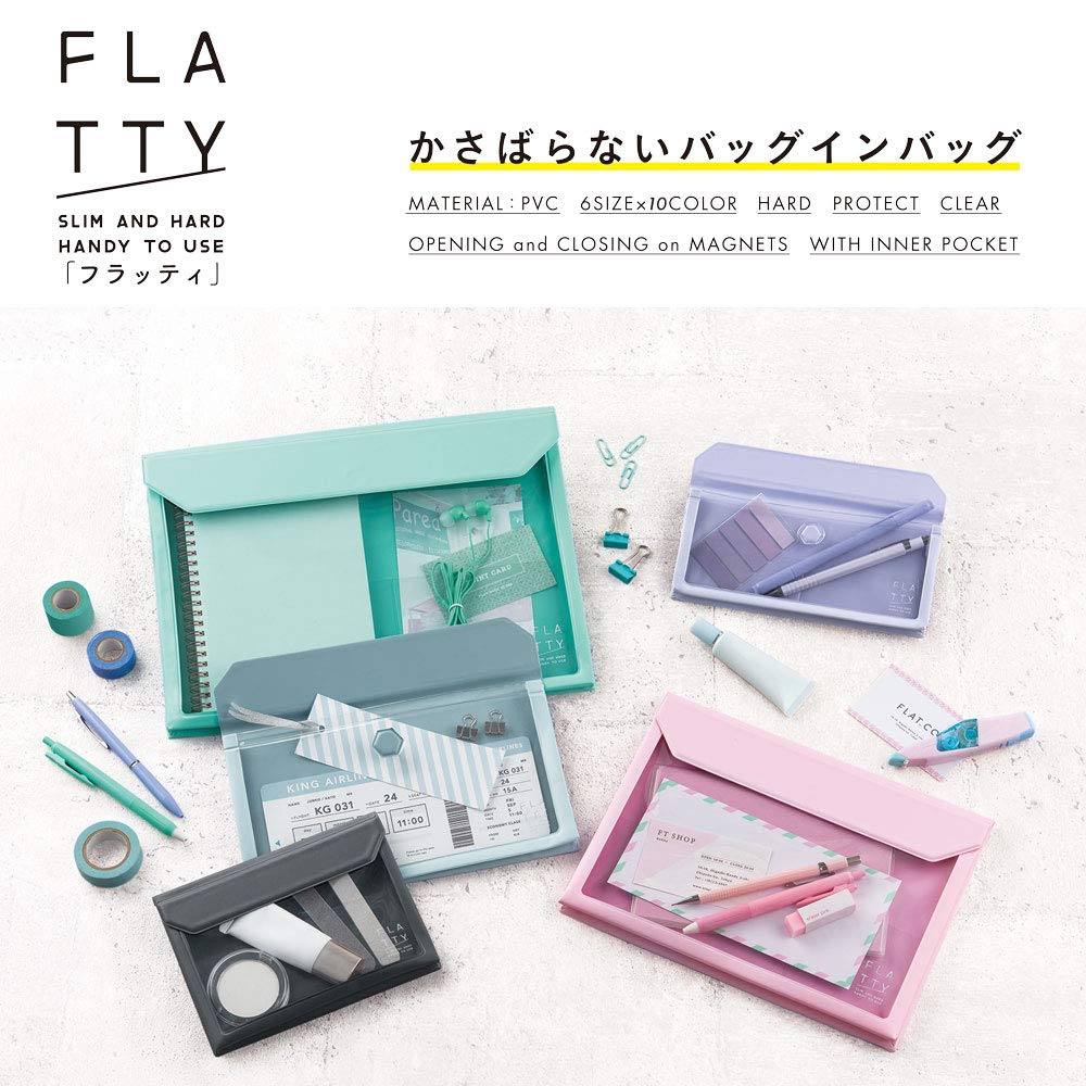 ?????(Kingjim) King Jim Flatty Bag-in-Bag, A6, Mint Green