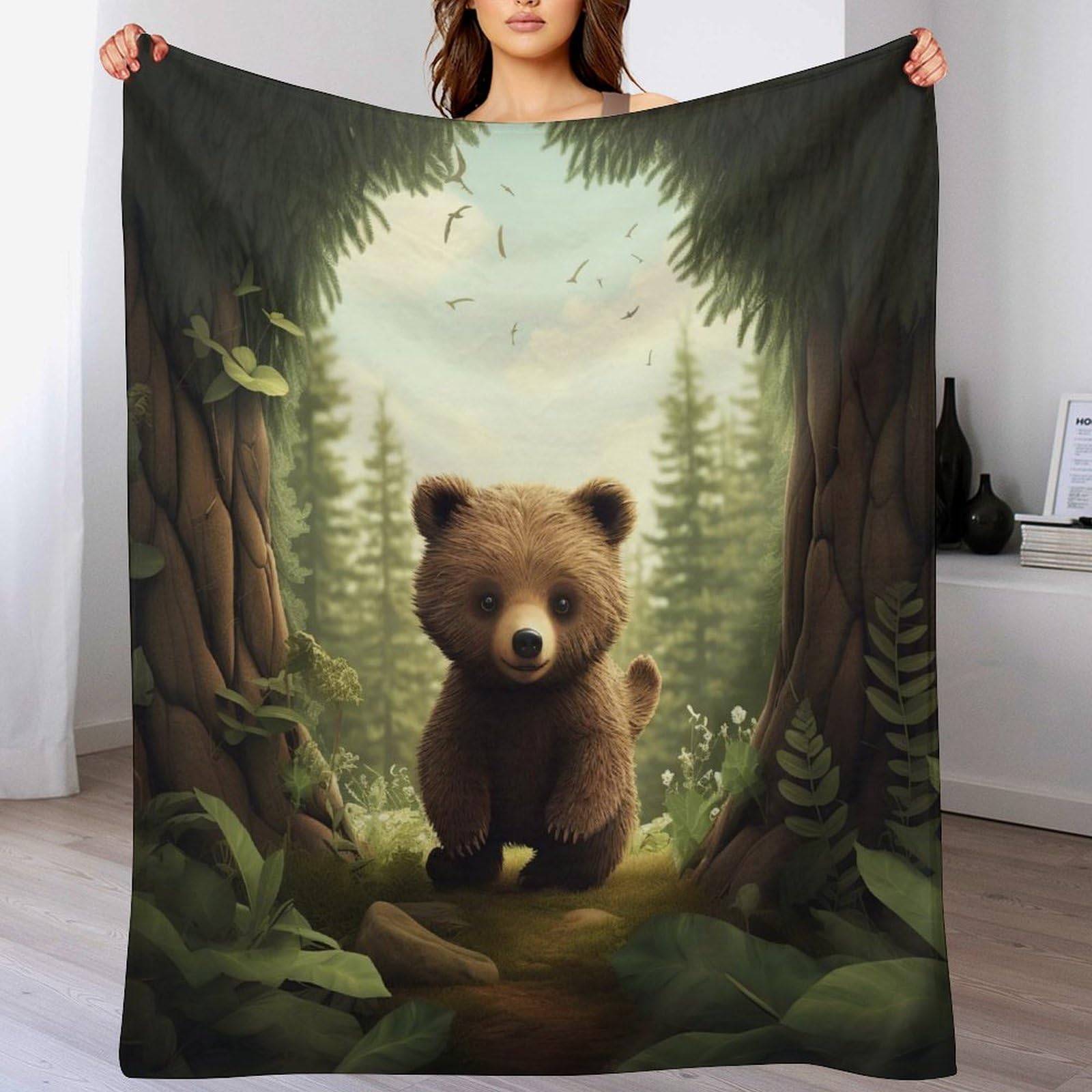 GFTTTFG Animal Bear Blanket Ultra-soft Micro Fleece Blankets Soft And Warm Throws Anti-pilling Throw For Adults & Kids （130×150cm）
