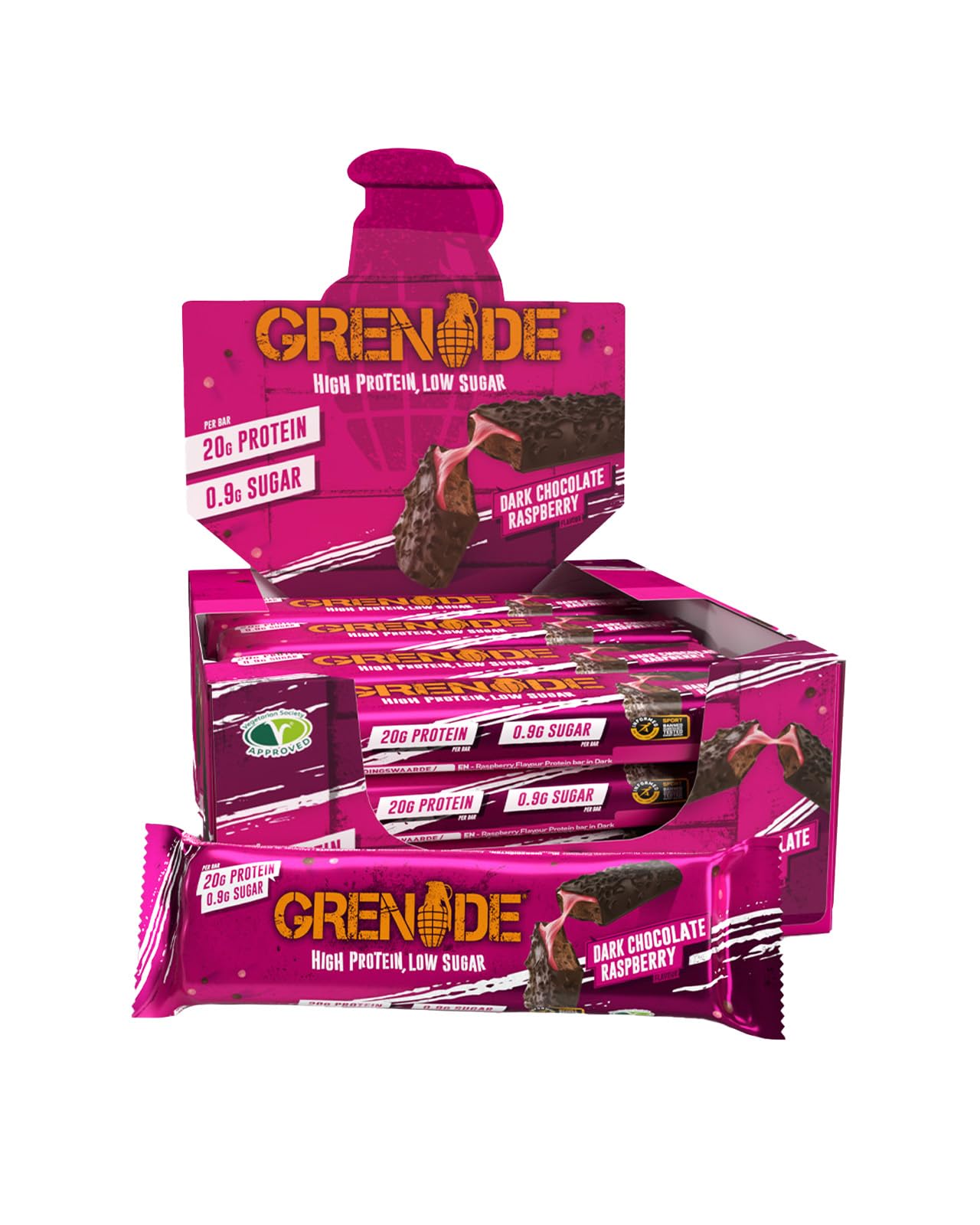 Grenade Proteinriegel - Dark Chocolate Raspberry, 12 x 60 g