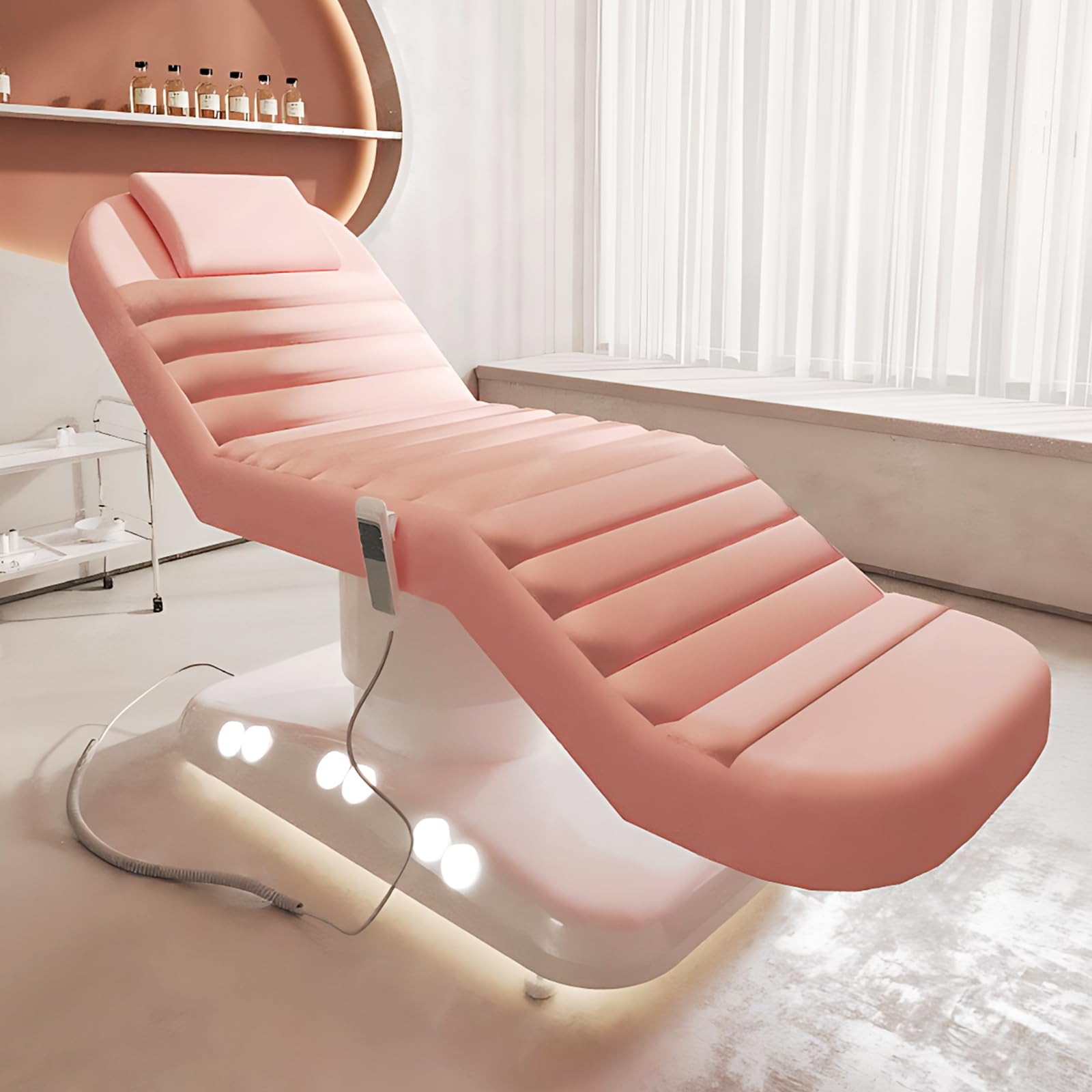 Massage Table - Electric Massage Table with Warm Luxury Style Facial Beauty Bed Includes Multifunctional Lifting Adjustment