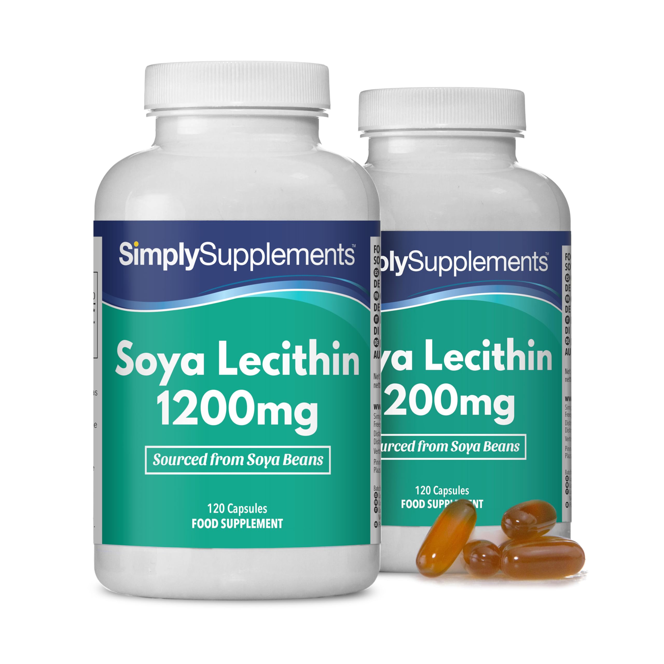 Lécithine 1200mg | Gélules Haute Pureté | 240 Gélules = 2 Mois d’Approvisionnement | Fabriqué au Royaume-Uni | Source Essentielle de Phospholipides | Certifié BPF