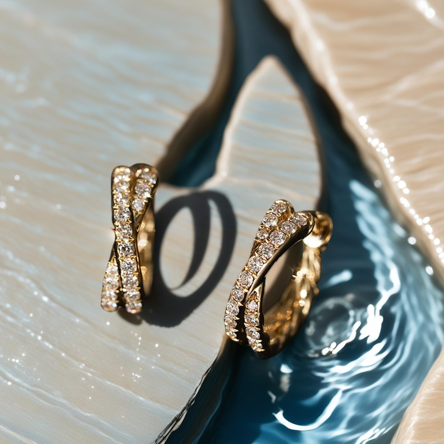 18K Gold Plated Huggie Hoop Earrings with Cubic Zirconia – Sparkling Small Hoop Earrings for Women - Image 2