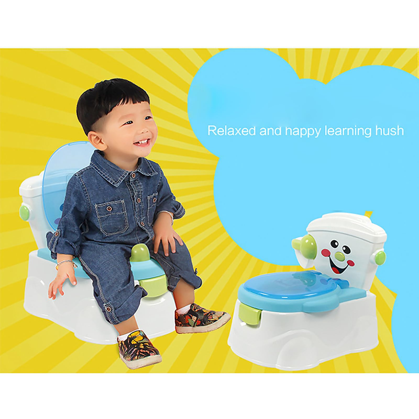 Toilette, Töpfchen Baby Urinal Training Toilette Babytopf WC Toilette Topfstuhl Toilettentraining für Klein von 6 Monaten bis 5 Jahre (Blau)