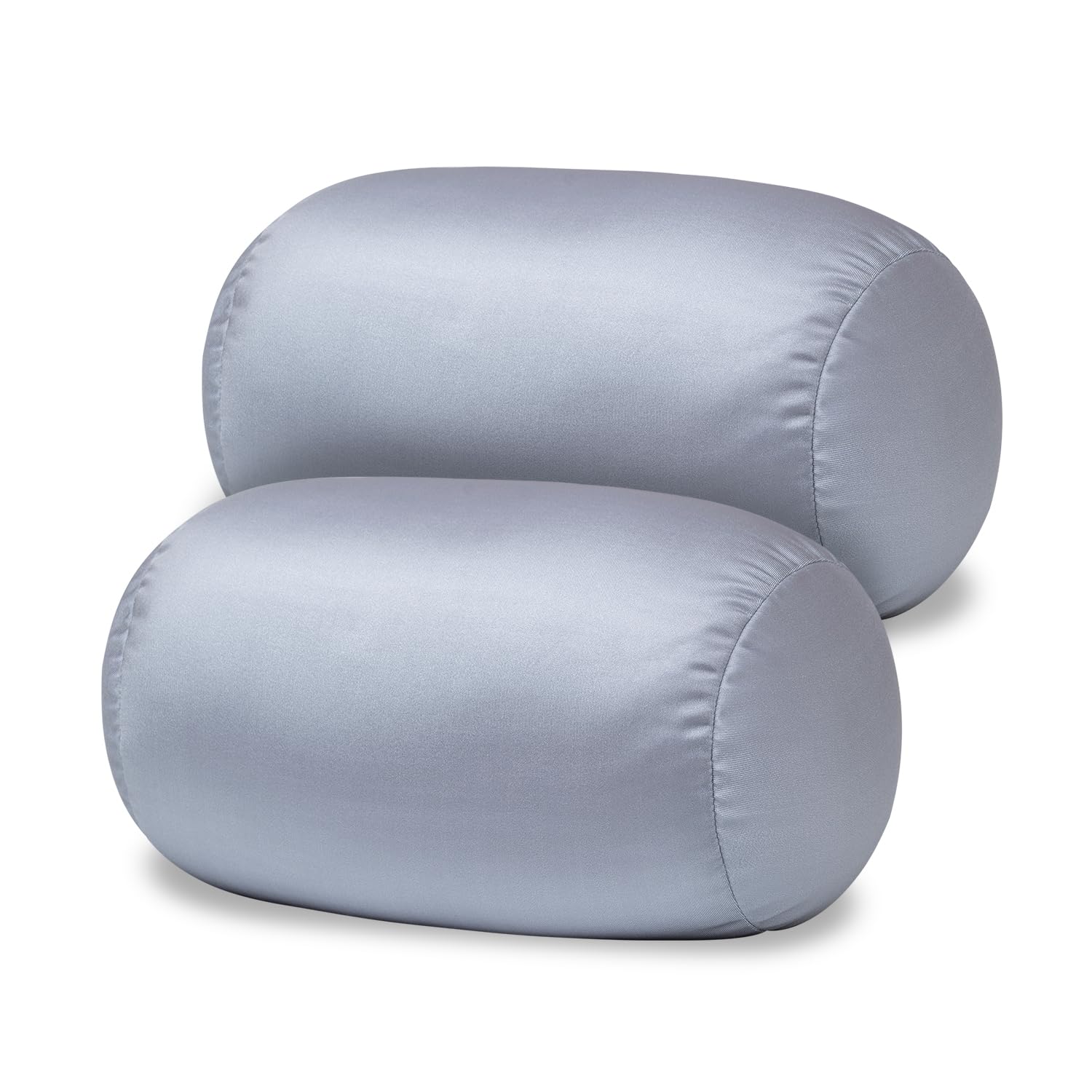 squishy microbead bean neck pillow 2pcs bolster tube body pillow for sleeping smooth cool touch fabric neck & back support throw travel pillow fun colors (dark grey 2pcs)