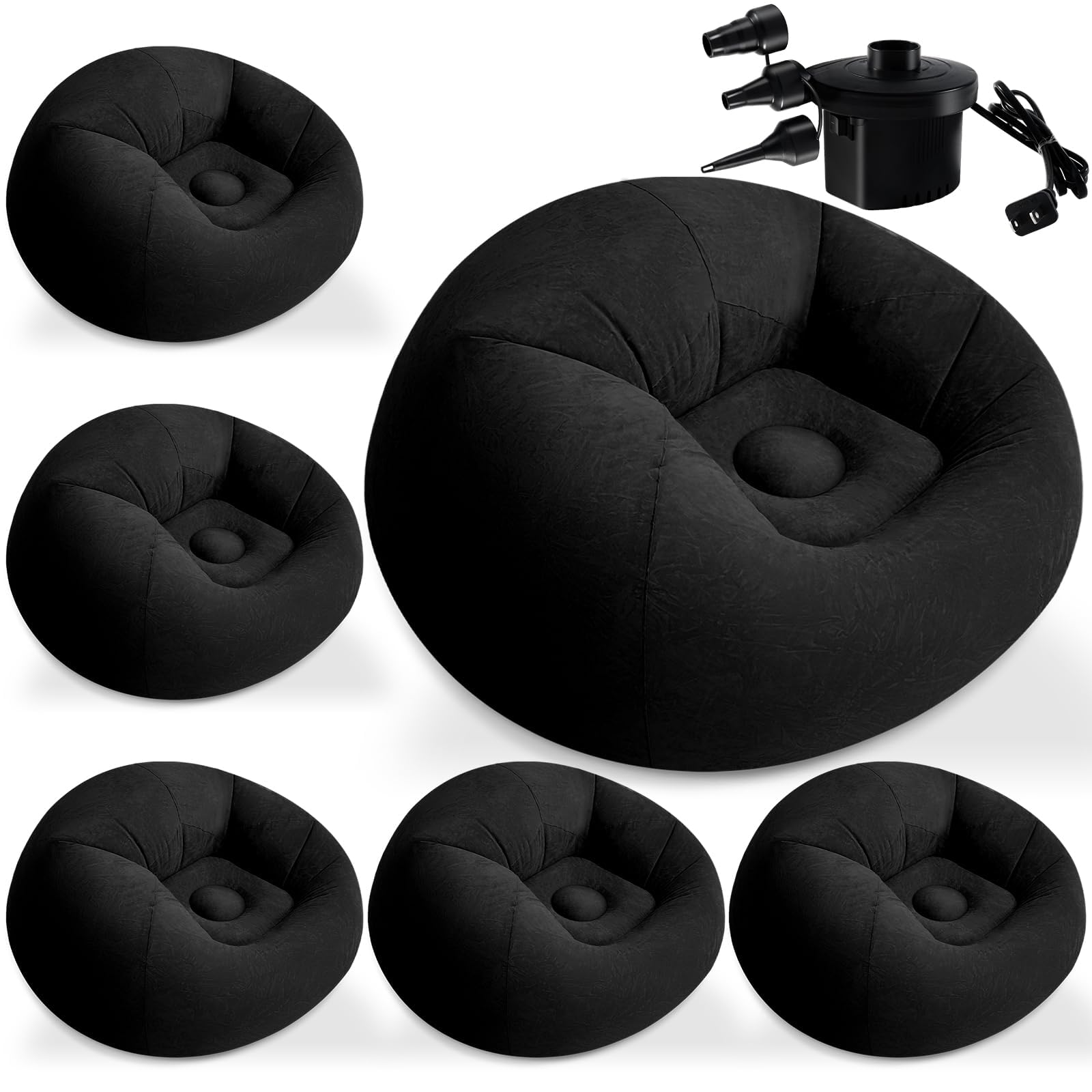 Photo 1 of 6 Pcs Inflatable Bean Bag Chairs with Electric Air Pump Inflatable Couch