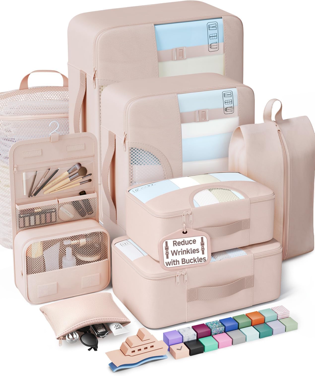 Veken 8 Set Packing Cubes, Cruise Ship Travel Essentials Accessories for Beach Vacation, Personalized Gifts for Women Mom Her, Suitcase Organizer Bags for Luggage with Hanging Toiletry Bag