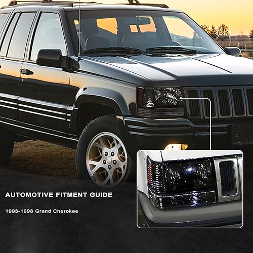 Miniatura 8 de Spec-D Tuning 2LBCLH-GKEE93JM-RS Negro Faro (Combo 93  98 Grand Cherokee con luces de esquina y luces de defensa)