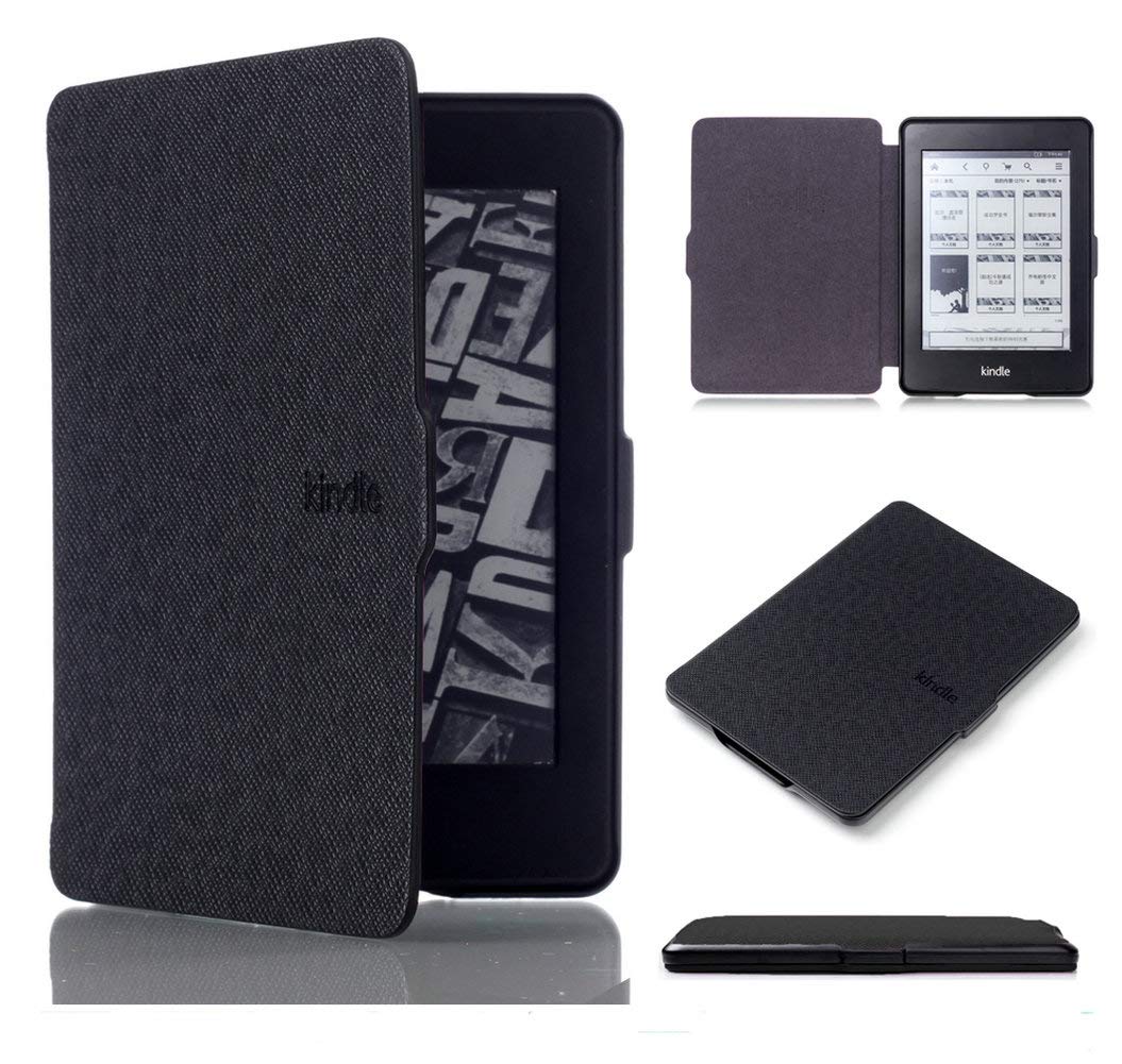 Custer Case for Kindle Paperwhite 1/2/3 2012 2013 2015 2016,Ultra-Thin PU-Leather Hard Shell Cover for Kindle Paperwhite 1/2/3 2012 2013 2015 2016 - Black