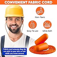 Vista 3 de Tapones para los oídos con cable de espuma, 100 pares, protección auditiva de disparos con cancelación de ruido de 32 dB para reducción de ruido