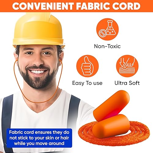 Miniatura 3 de Foam Corded Ear Plugs 100 Pair - 32dB Noise Cancelling Shooting Hearing Protection for Noise Reduction Construction Work Safety Mowing Industrial