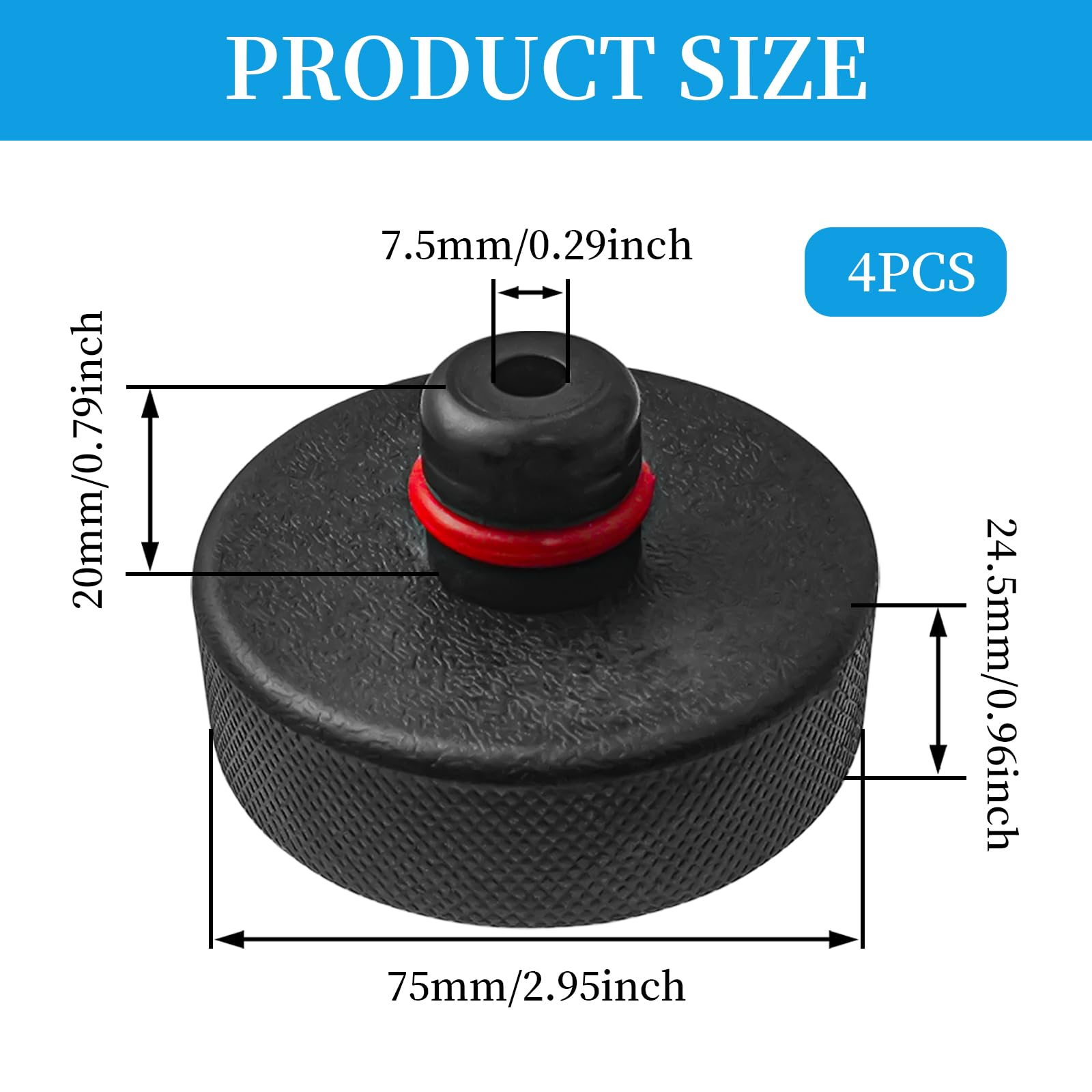 4 Pieza Jack Pad Tesla Model Goma,Almohadilla de Elevación de Gato para Tesla Model,Adaptador con Bolsa de Almacenamiento para Vehículos Tesla Model 3/S/X/Y,Negro