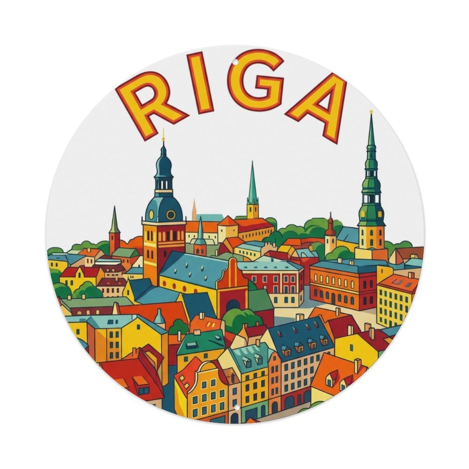 Metal Tin Sign Vintage Travel Latvia Riga
