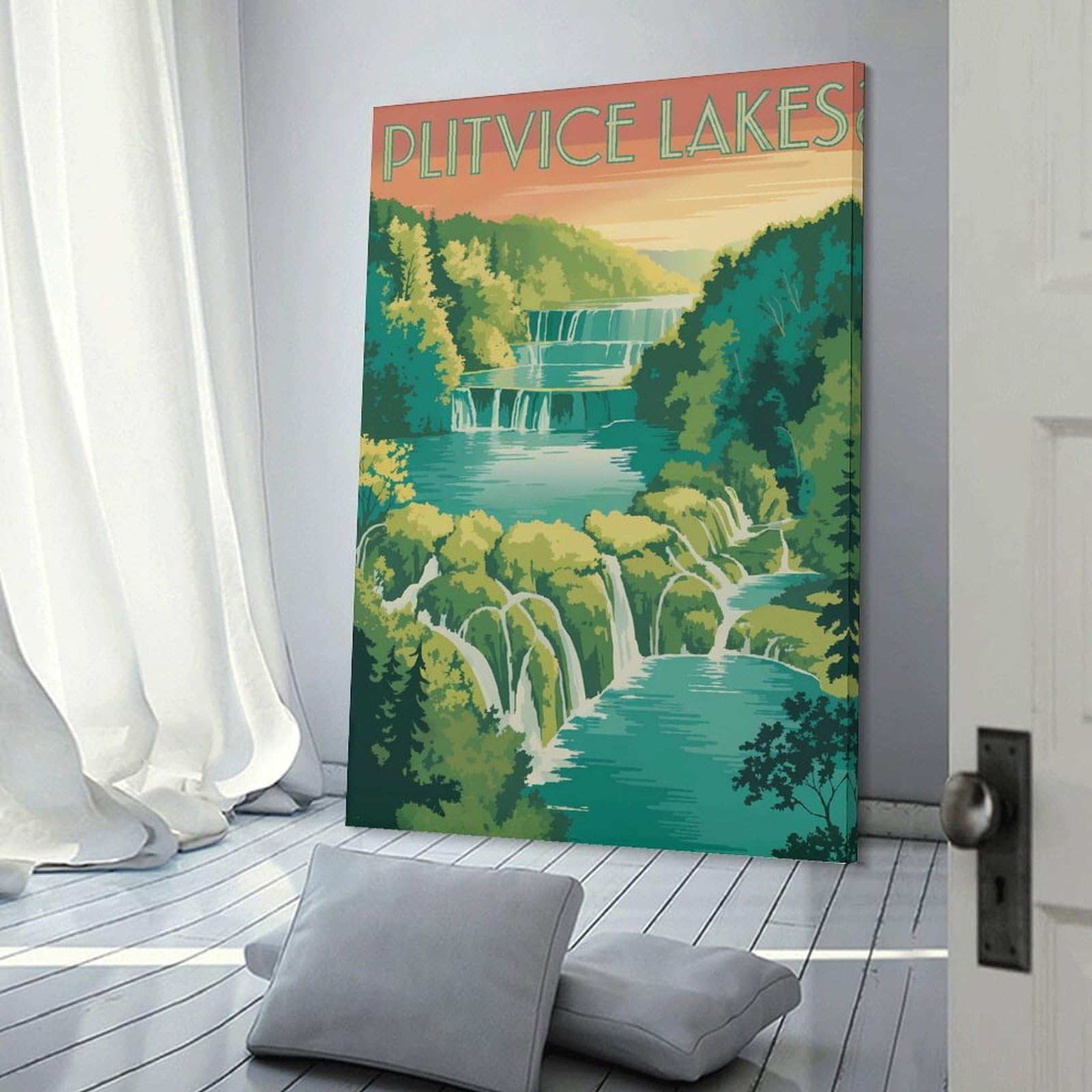 Junmoney Plitvice Lakes Travel (2) Canvas Wall Decor, 12x18inch(30x45cm), for Apartment Walls, Studios Or Work Areas, Decorative Canvas Decor for Home Updates