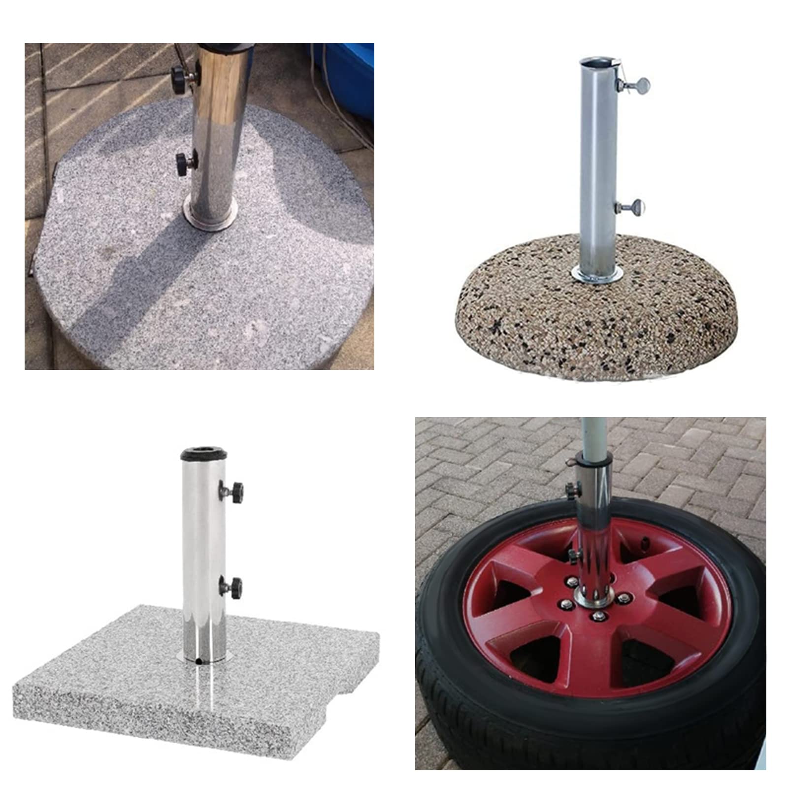 Perfk Support de Base Tube en Acier Inoxydable Pour Parapluie - Porte Terrasse Pour Jardin à, Monotrou Fixe