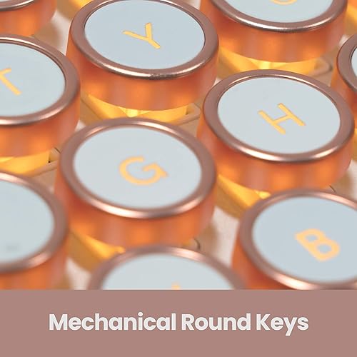 Miniatura 4 de Azio Teclado compacto retro (Posh)  Teclado mecánico de cuero blanco retroiluminado con Bluetooth inalámbricoUSB con retroiluminación vintage con