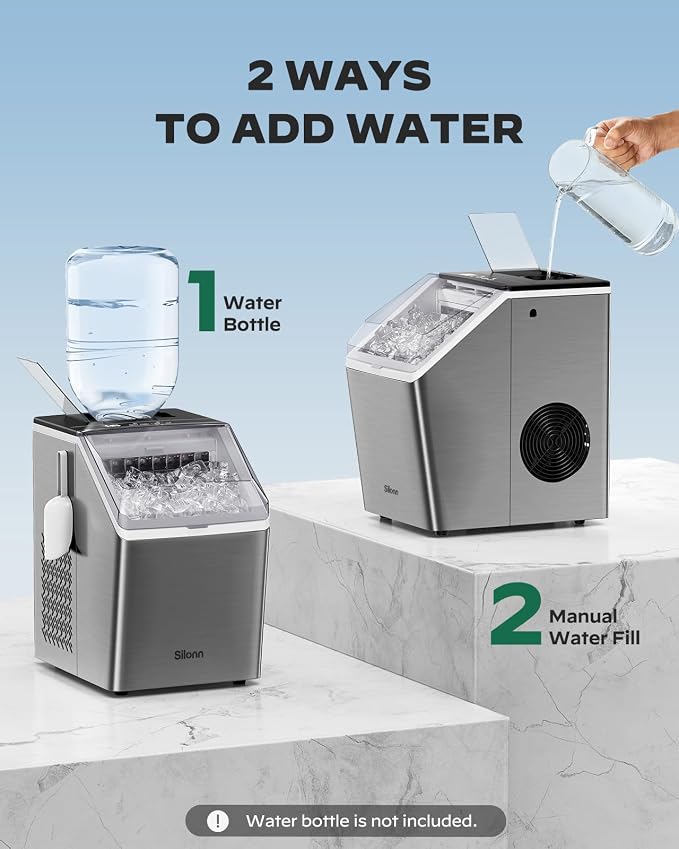 Fabricadora de hielo Silonn 44lbs día Acero inoxidable miniatura 4