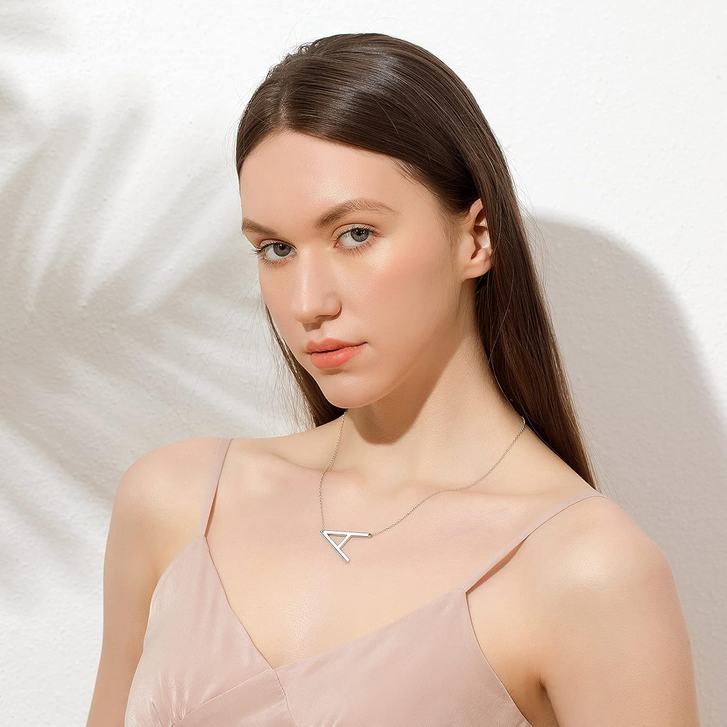 Sterling Silver Sideways Initial Necklace for Women Big Letter Pendant Necklaces for Women Dainty Monogram Necklace Jewelry Gift A-Z - Image 2