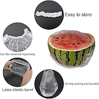 Vista 3 de 100 fundas elásticas reutilizables para almacenamiento de alimentos, cubiertas de plástico transparente para tazones con bordes elásticos, envoltura