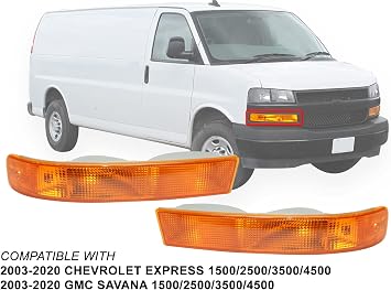 APA Replacement Parking Turn Signal Lamp for 2003-2020 Express Savana Pair Passenger Right and Driver Left Side GM2521188C GM2520188C