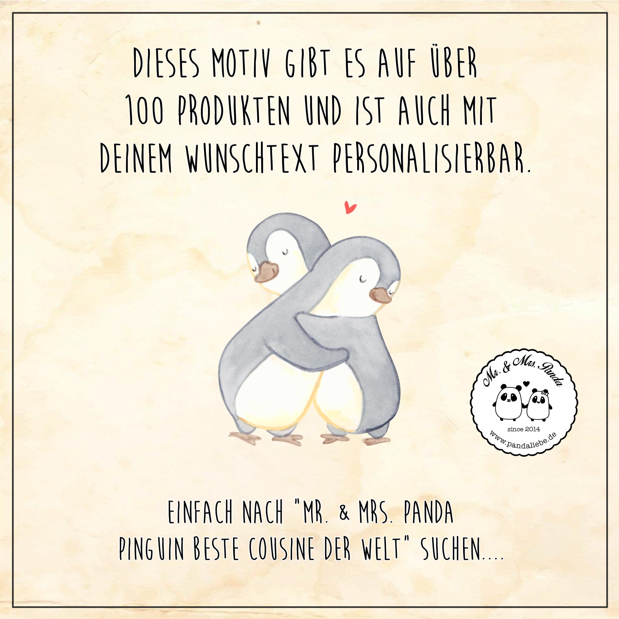 Mr. & Mrs. Panda Fußmatte personalisierbar Pinguin Beste Cousine der Welt 40 x 60 cm - Personalisierte Geschenke, Fussmatte personalisiert, Kusine, mit Name, Geschenkidee, Familie, Individuelle