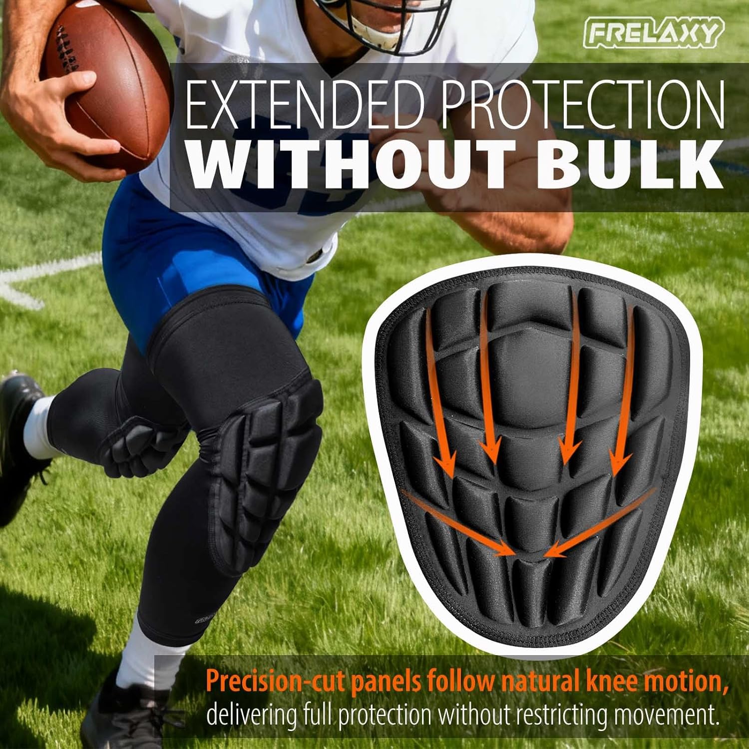 Frelaxy 3D Protective Knee Pads Compression Leg Sleeves, Padded Knee Support for Wrestling, Basketball, Volleyball, Training, Knee Protective Gear for Youth, Women & Men (1 Pair) - Image 5