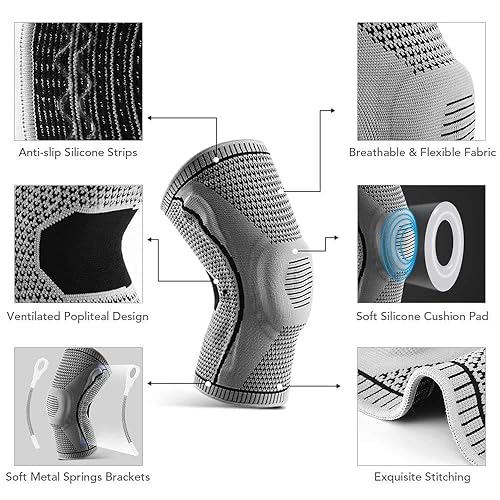 Miniatura 3 de Rodilleras para dolor de rodilla, rodilleras de compresión con almohadilla de gel para rótula y estabilizadores laterales, soporte para rodilla