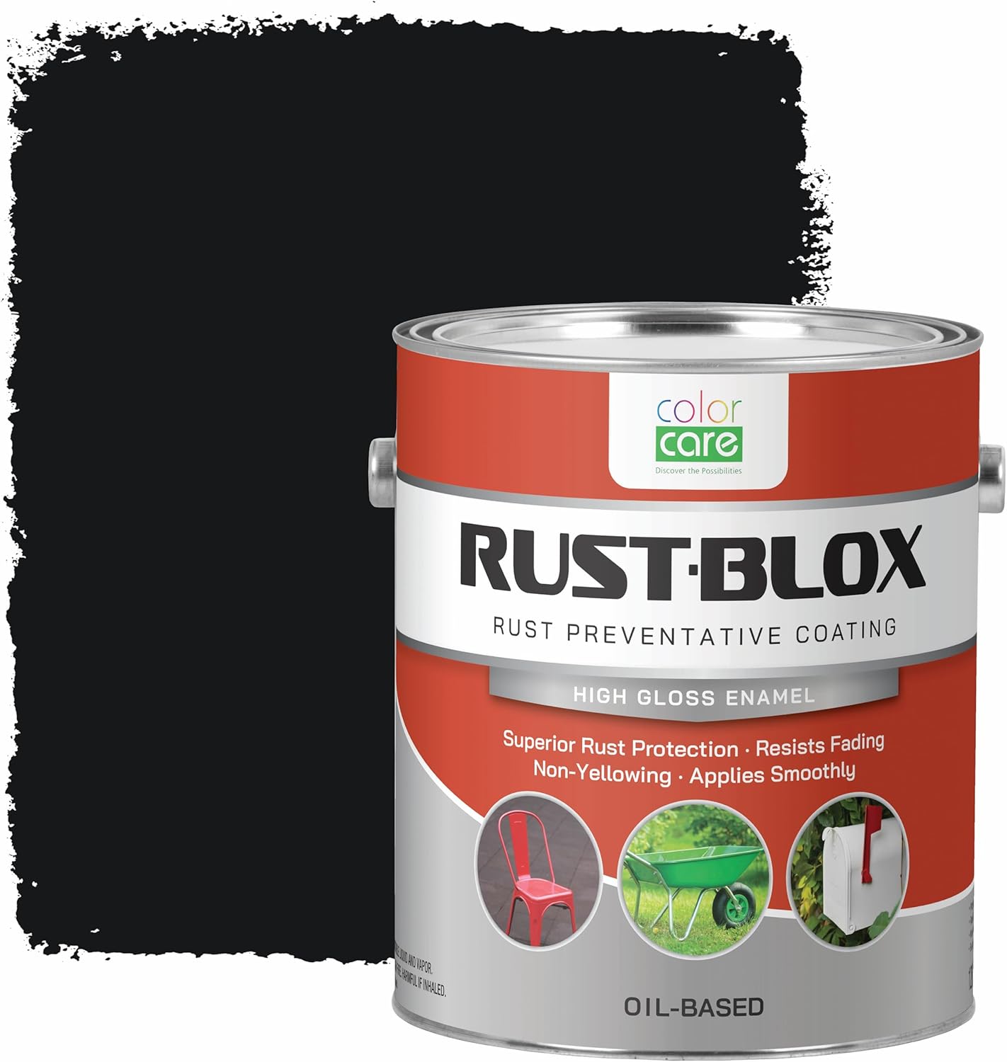 Rust-Blox Interior Exterior Paint – 1 Gallon, Rust Preventative High-Gloss Oil-Based Enamel, Durable Metal Coating for Indoor & Outdoor Surfaces, Fade & Chip Resistant, 1 Gallon (Safety Yellow)