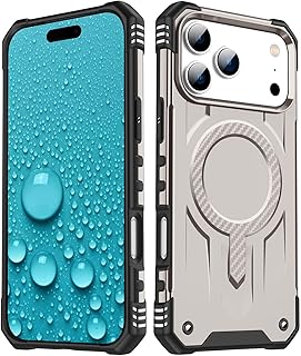 iPhone 17 Pro 用 耐衝撃 マグネット ケース ワイヤレス充電対応 強化保護カバー， 金色