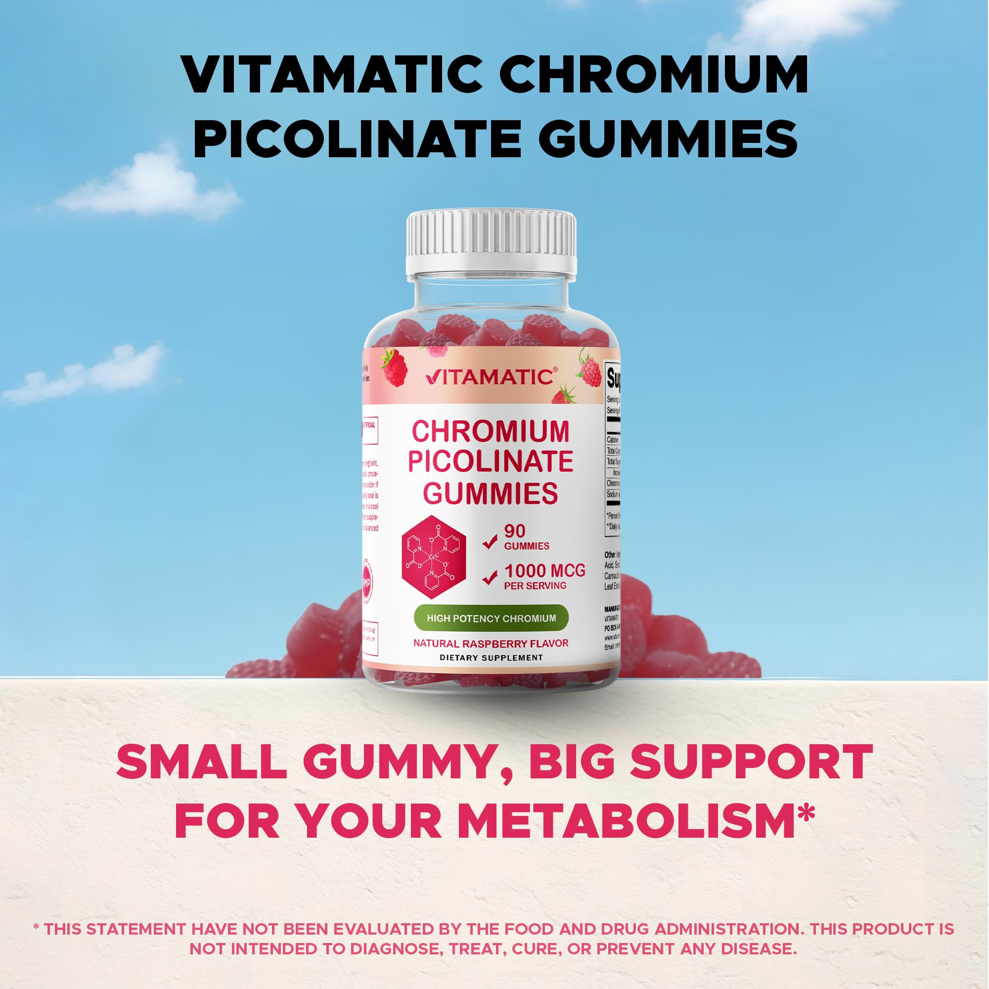 Vitamatic Chromium Picolinate 1000 mcg, 90 Gummies, Gluten Free — Amazon image 5