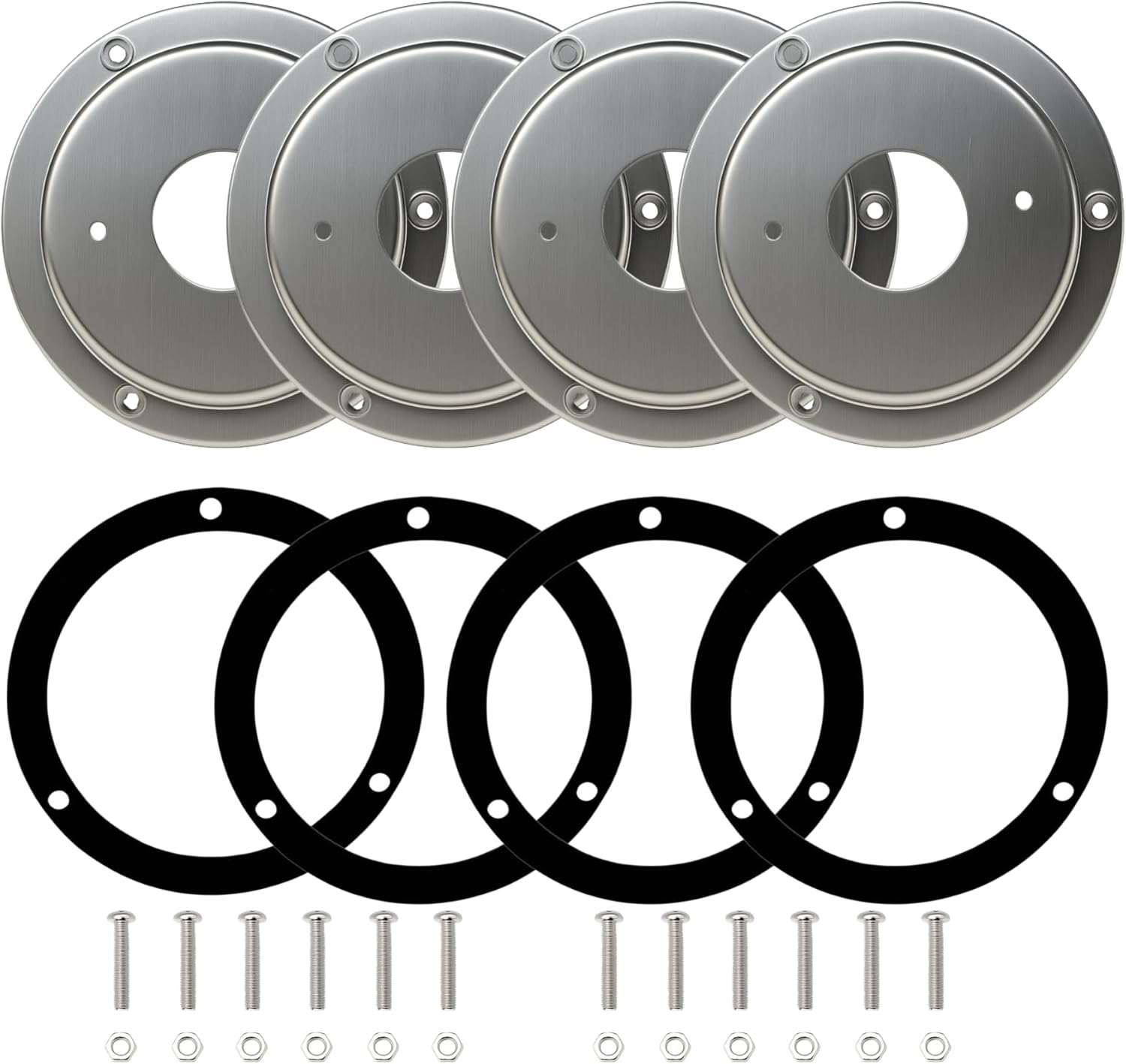 4X-Watermelon Light Bunk Adapter Kit for Any 4" Hole, 3" Spacing Mount, Stainless Steel Round Marker Light Bezel Covers Truck RV Trailer Tail Light Bezel Custom Mounting Bracket, Light Not Included