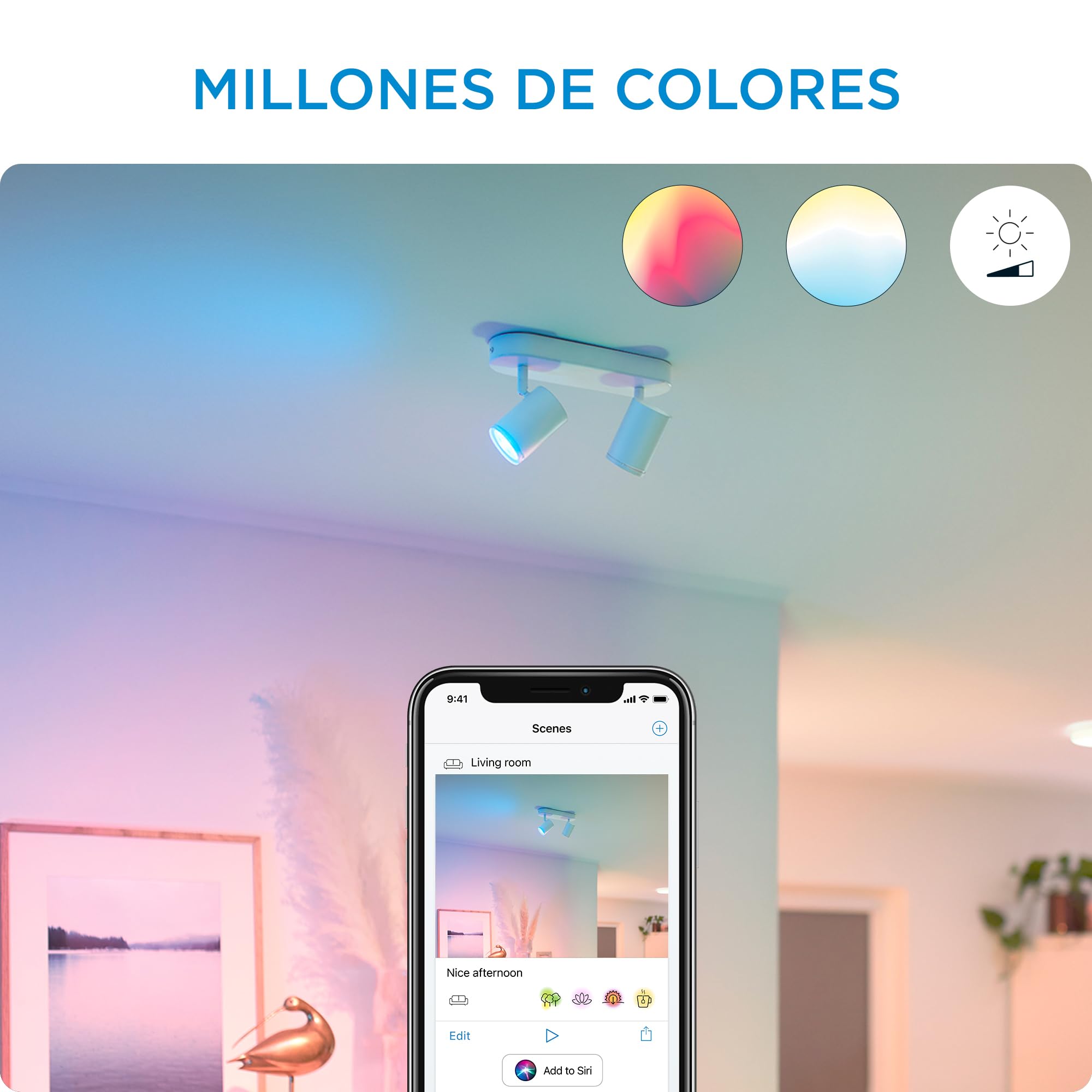 WiZ – Lámpara inteligente Imageo, 2 Focos LED Inteligentes, Luz Blanca y de Colores, con tecnología SpaceSense y compatible con Alexa y Google Home, Color Blanco