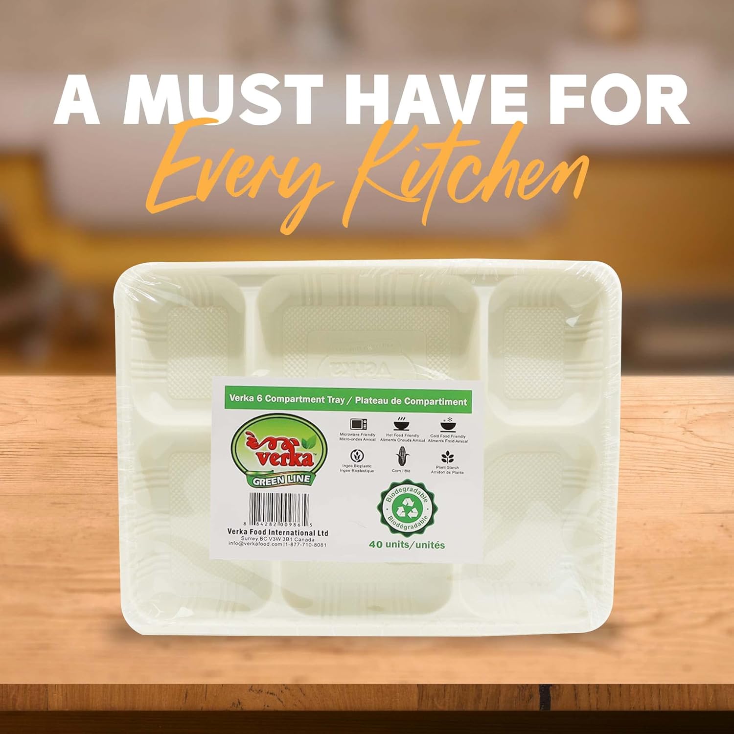 Verka 6 Compartment Tray (Thali), Biodegradable, 40 ea