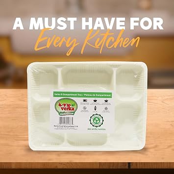 Verka 6 Compartment Tray (Thali), Biodegradable, 40 ea