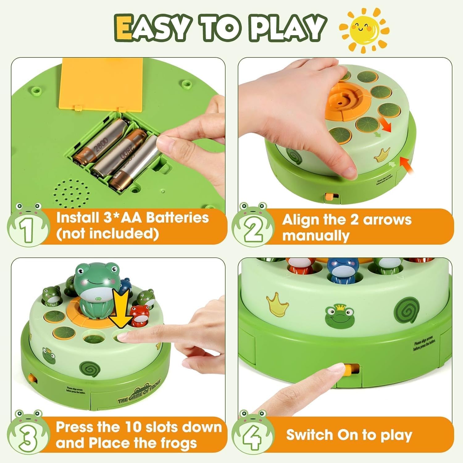 Bounce & Catch Frog Game for Kids, Interactive Musical Board Game Toy with Nets & Jumping Frogs - Fun Gift for Toddlers Ages 3-8