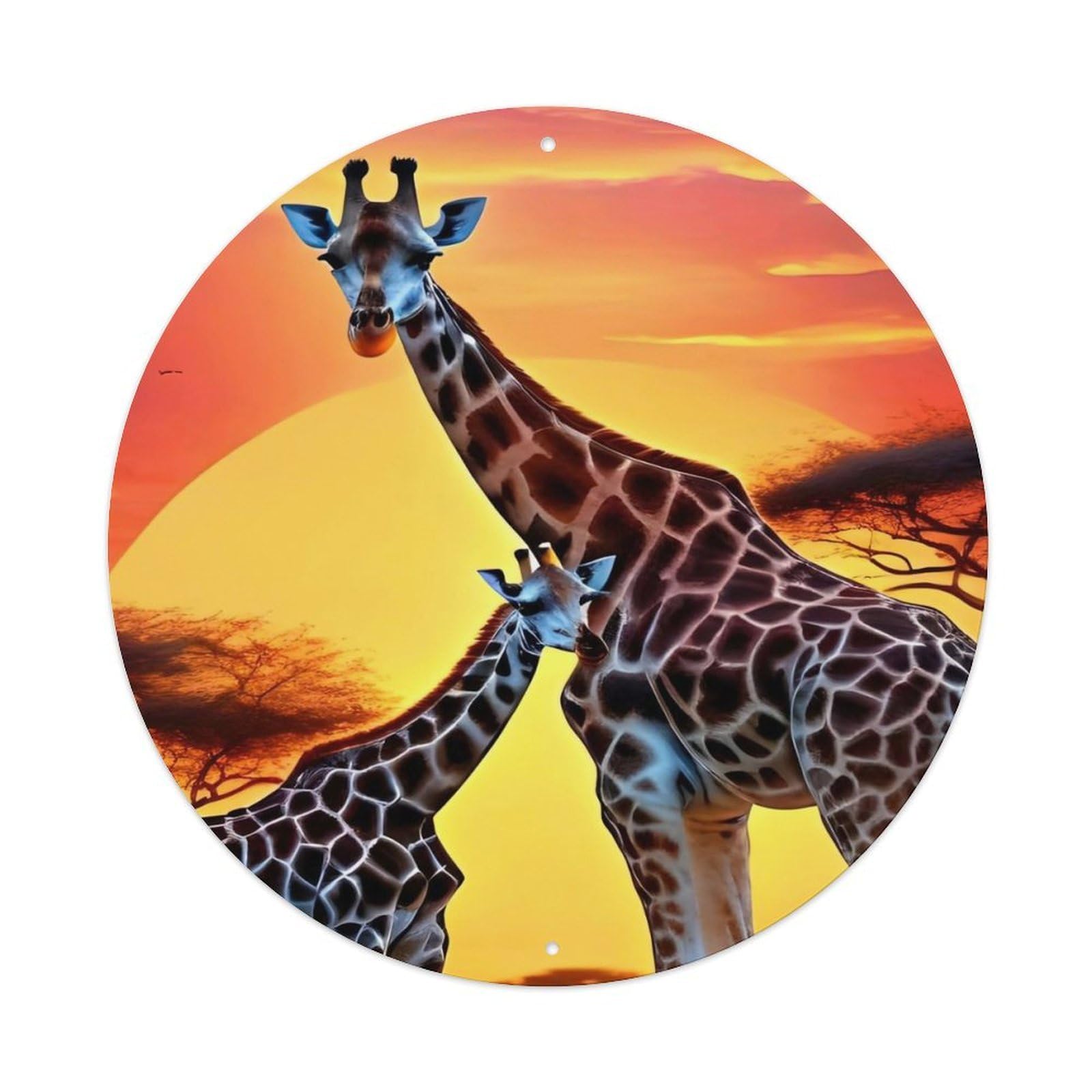 Animal Two Giraffes Artwork Metal Tin Sign