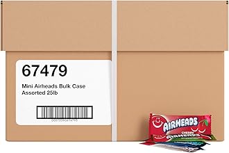 Airheads Candy, Mini Bars, Assorted Flavors, Individually Wrapped, Bulk Box, Non Melting, Party, 25 Pounds