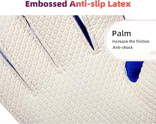 Miniatura 3 de Guantes de portero para jóvenes, guantes de entrenamiento de fútbol en relieve, antideslizantes, de látex, pulsera ajustable