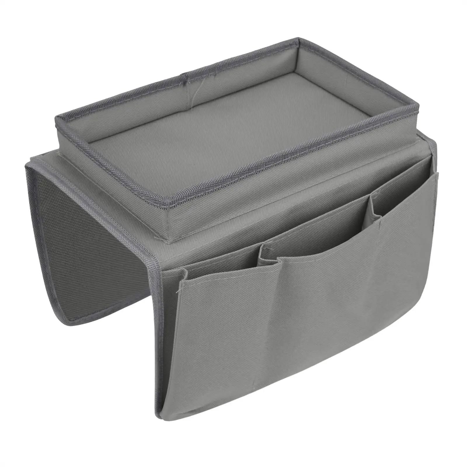 KiddiBubzi Sofa Armrest Organiser Arm Chair Caddy Bedside Storage Pocket With 6 Pockets TV Remote Holder Bed Bag Side(Grey)