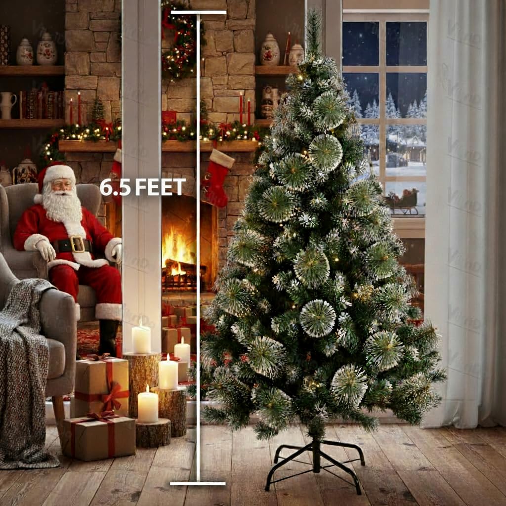 VikriDA 6.5ft Artificial Snow Pine Christmas Tree -2 VikriDA 6.5ft Artificial Snow Pine Christmas Tree -2