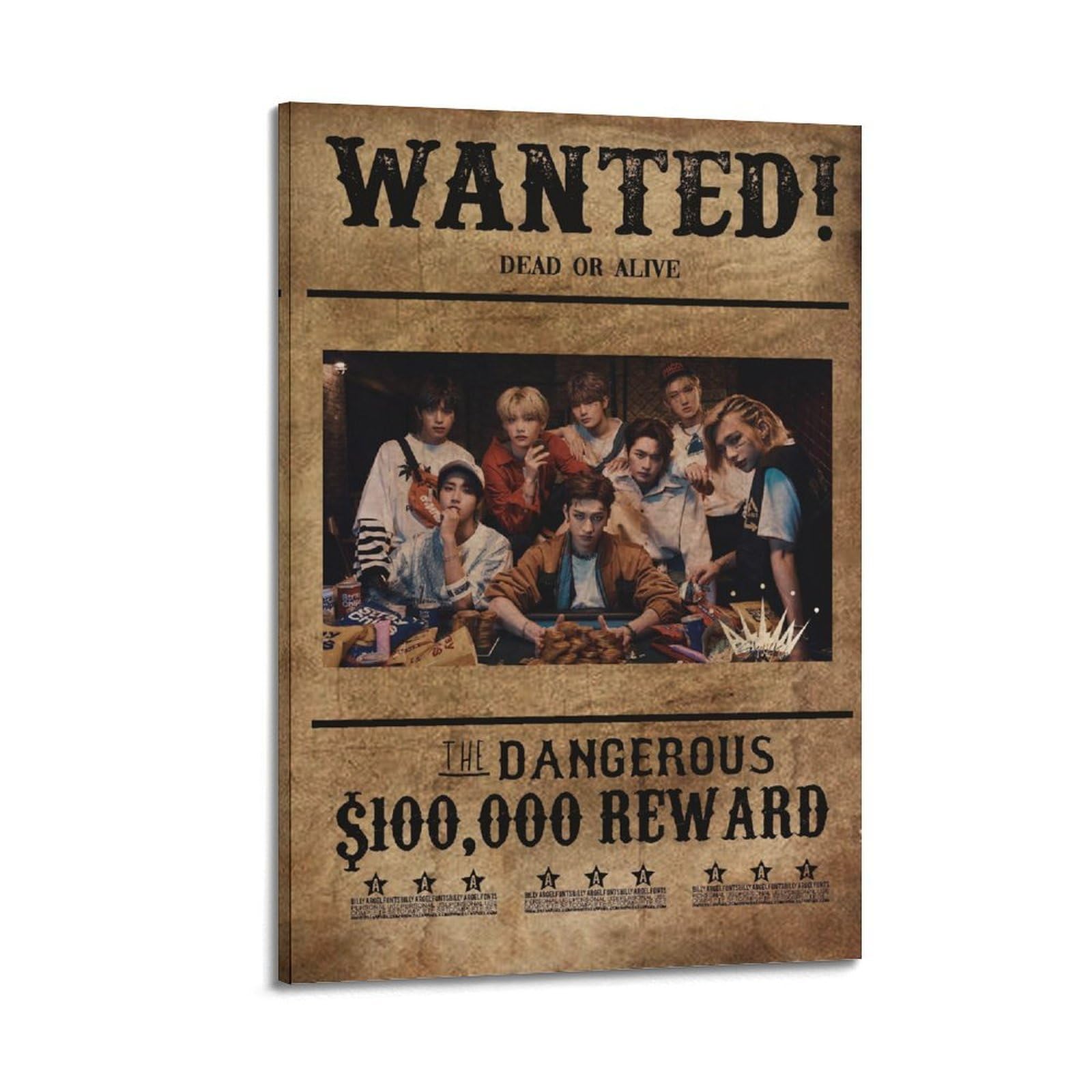 Stray Kids Vintage Poster South Korea Singer Canvas Poster And Wall Art Modern Family Bedroom Gym Office Decor Gift 24x36inch(60x90cm) Frame-style