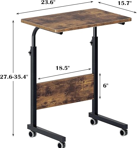 Miniatura 3 de sogesfurniture Mesa auxiliar móvil, ranura para tableta de 23.6 pulgadas y ruedas, escritorio para computadora portátil portátil, soporte ajustable
