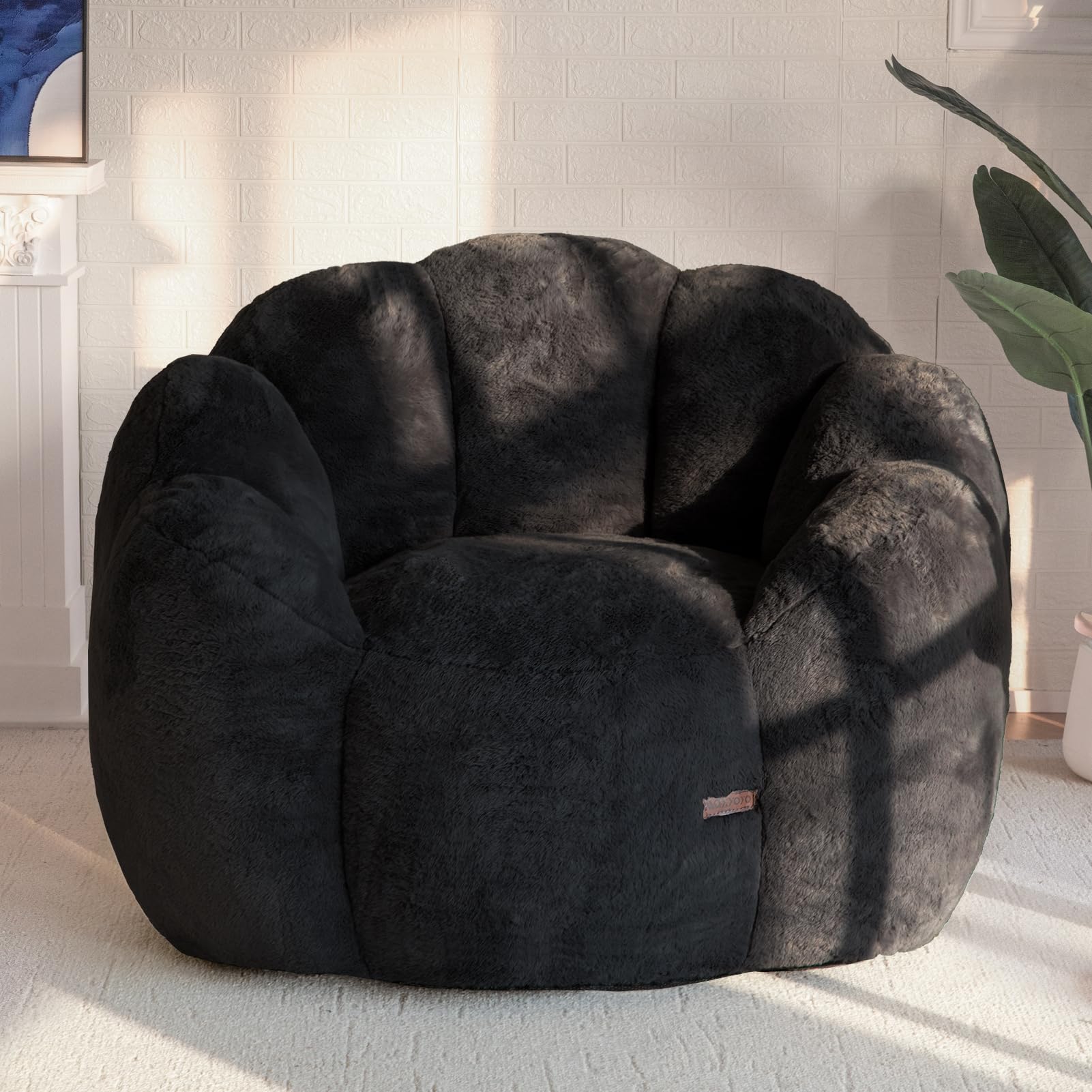 MAXYOYO Bean Bag Chair, Floral Shaped Bean Bag Sofa Includes Filling, Soft Faux Fur Floor Sofa Giant Size for Living Room Bedroom