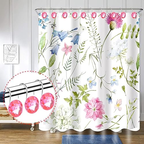 Miniatura 2 de Anillos de cortina de ducha, ganchos de metal para cortina de ducha, acrílico a la moda, diamantes de imitación decorativos para cortina de baño,