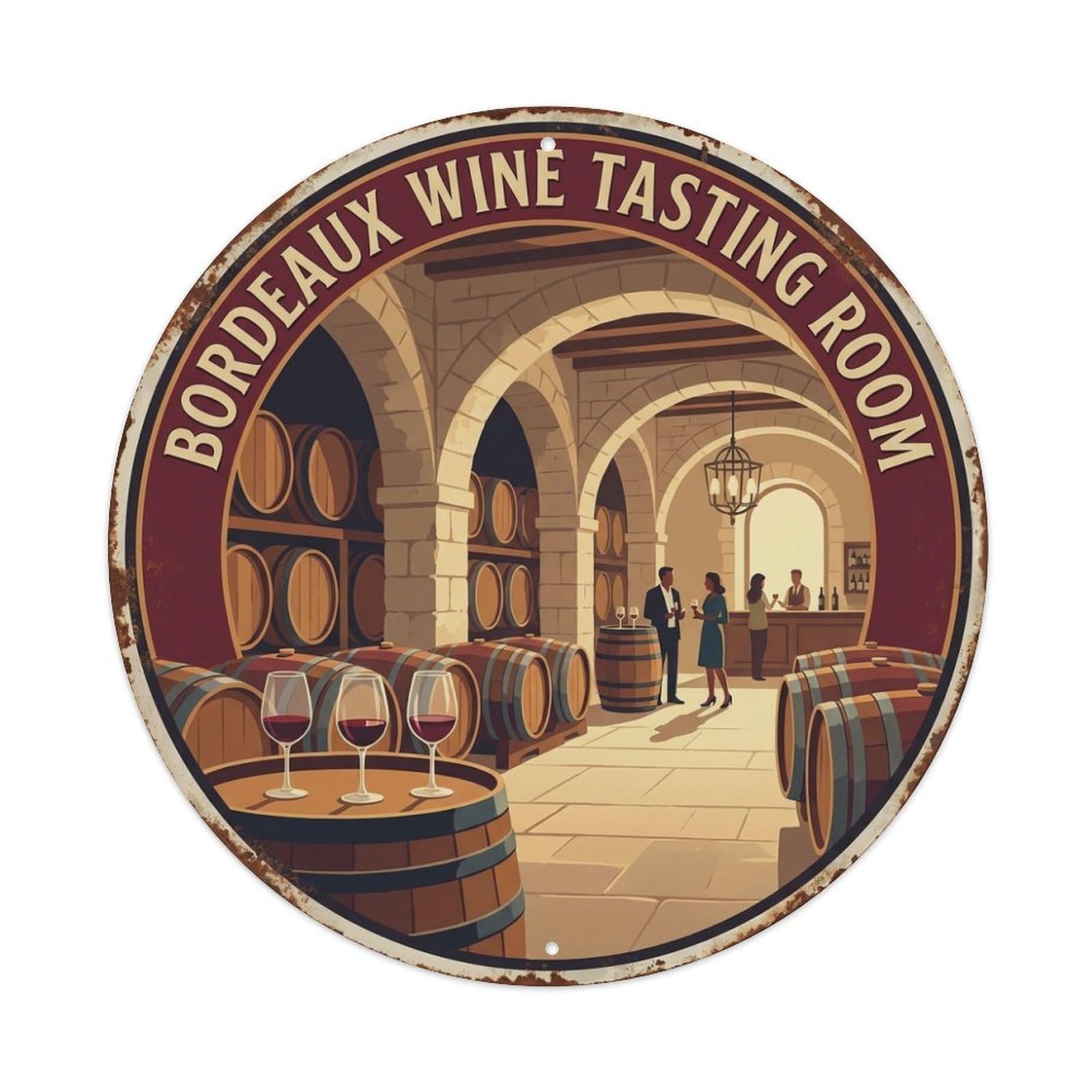 City Culture Travel Bordeaux France Wine Tasting Room Metal Tin Sign