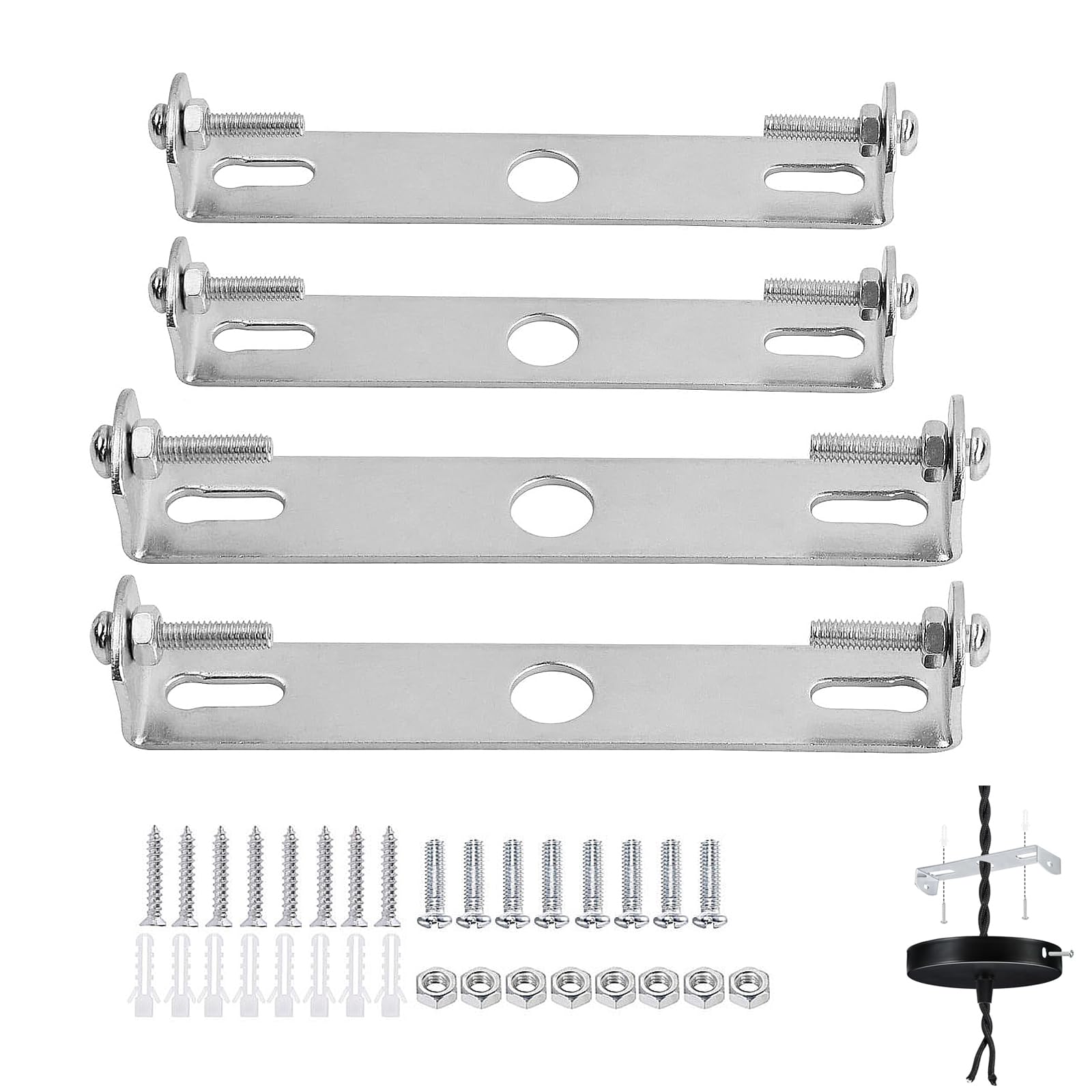WQEDVN 4PCS Ceiling Hook for Pendant Light, Ceiling Light Bracket, Chandelier Hook, Stainless Steel Chandelier Bracket with Screws, for Home Office Install Various Types of Light (9cm/10cm